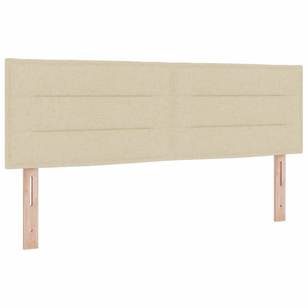vidaXL Box Spring Bed with Pillows and Headboard Cream 140 x 190 cm Fabric