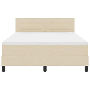vidaXL Box Spring Bed with Pillows and Headboard Cream 140 x 190 cm Fabric