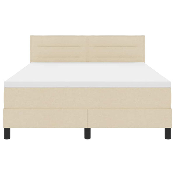 vidaXL Box Spring Bed with Pillows and Headboard Cream 140 x 190 cm Fabric
