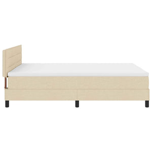 vidaXL Box Spring Bed with Pillows and Headboard Cream 140 x 190 cm Fabric