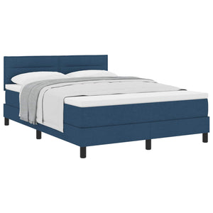 vidaXL Box Spring Bed with Headboard Blue 140 x 190 cm Fabric
