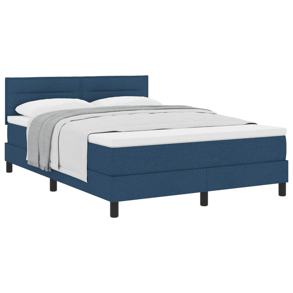 vidaXL Box Spring Bed with Headboard Blue 140 x 190 cm Fabric