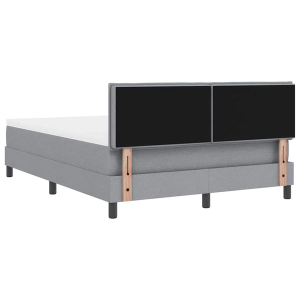 vidaXL Box Spring Bed with Headboard Light Gray 140 x 200 cm Fabric