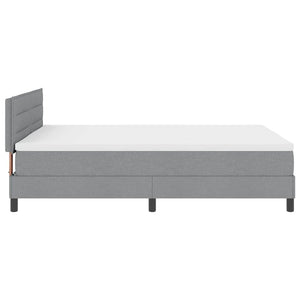 vidaXL Box Spring Bed with Headboard Light Gray 140 x 200 cm Fabric