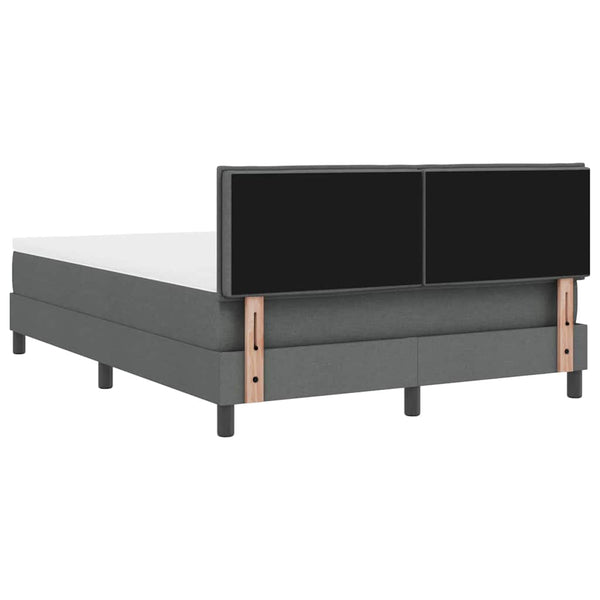 vidaXL Box Spring Bed with Headboard Dark Grey 140 x 200 cm Fabric