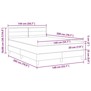 vidaXL Box Spring Bed with Headboard Taupe 140 x 200 cm Fabric