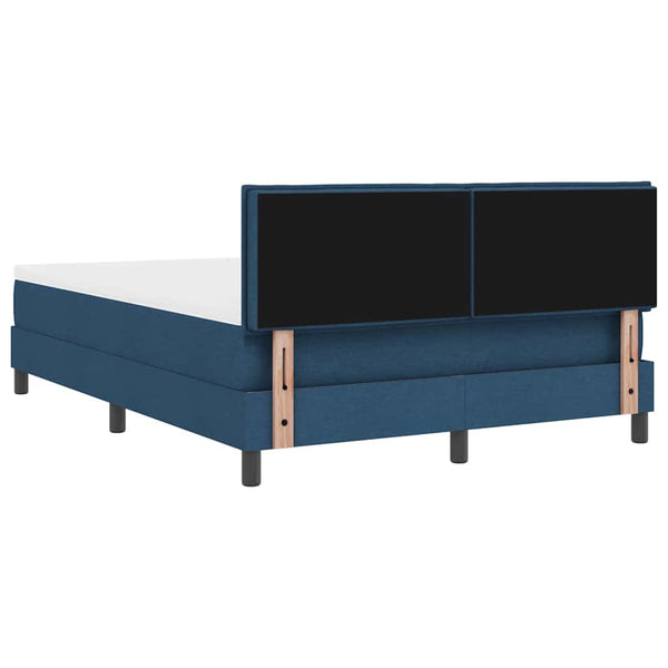 vidaXL Box Spring Bed with Headboard Blue 140 x 200 cm Fabric