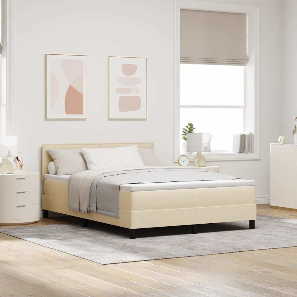 vidaXL Box Spring Bed with Headboard Cream 160 x 200 cm Fabric