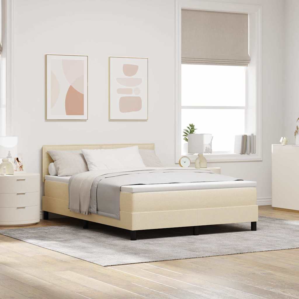 vidaXL Box Spring Bed with Headboard Cream 160 x 200 cm Fabric