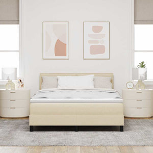 vidaXL Box Spring Bed with Headboard Cream 160 x 200 cm Fabric