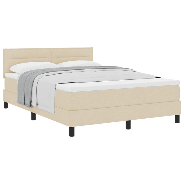 vidaXL Box Spring Bed with Headboard Cream 160 x 200 cm Fabric