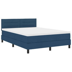 vidaXL Box Spring Bed with Cushions with Headboard Blue 160 x 200 cm Fabric