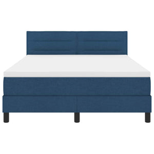 vidaXL Box Spring Bed with Cushions with Headboard Blue 160 x 200 cm Fabric