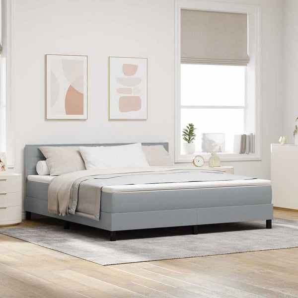 vidaXL Box Spring Bed with Headboard Light Gray 180 x 200 cm Fabric