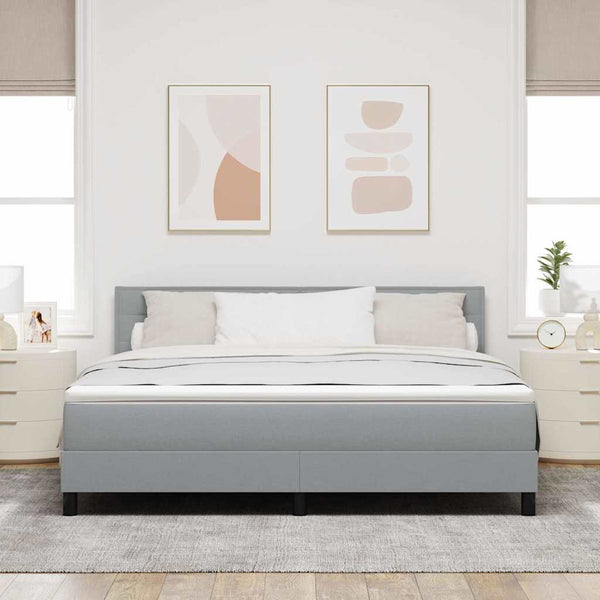 vidaXL Box Spring Bed with Headboard Light Gray 180 x 200 cm Fabric