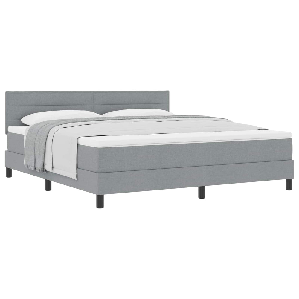 vidaXL Box Spring Bed with Headboard Light Gray 180 x 200 cm Fabric