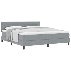 vidaXL Box Spring Bed with Headboard Light Gray 180 x 200 cm Fabric