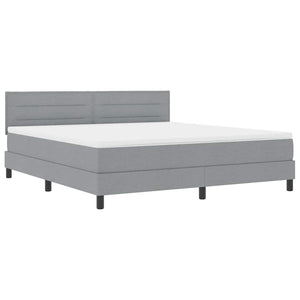 vidaXL Box Spring Bed with Headboard Light Gray 180 x 200 cm Fabric