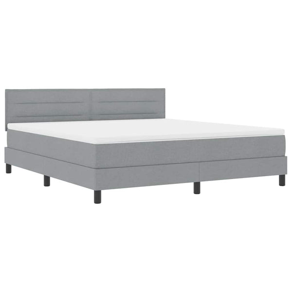 vidaXL Box Spring Bed with Headboard Light Gray 180 x 200 cm Fabric