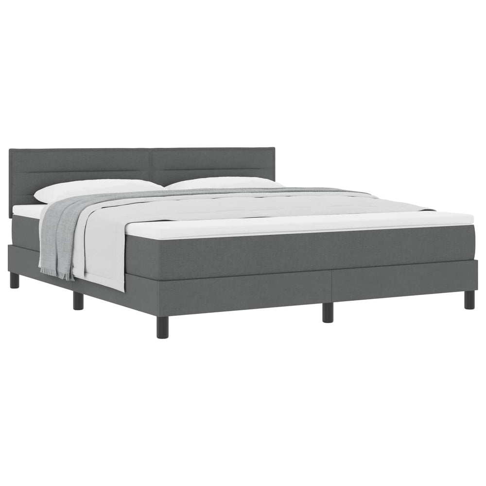 vidaXL Box Spring Bed with Headboard Dark Grey 180 x 200 cm Fabric