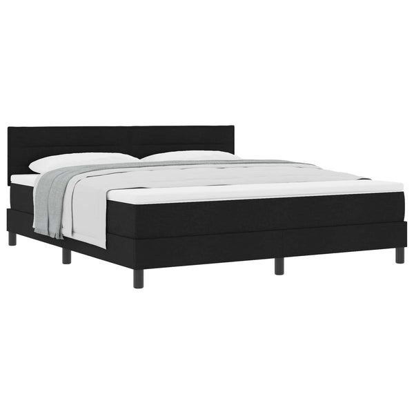 vidaXL Box Spring Bed with Headboard Black 180 x 200 cm Fabric