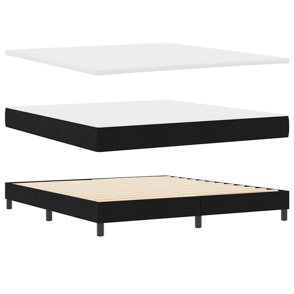 vidaXL Box Spring Bed with Headboard Black 180 x 200 cm Fabric