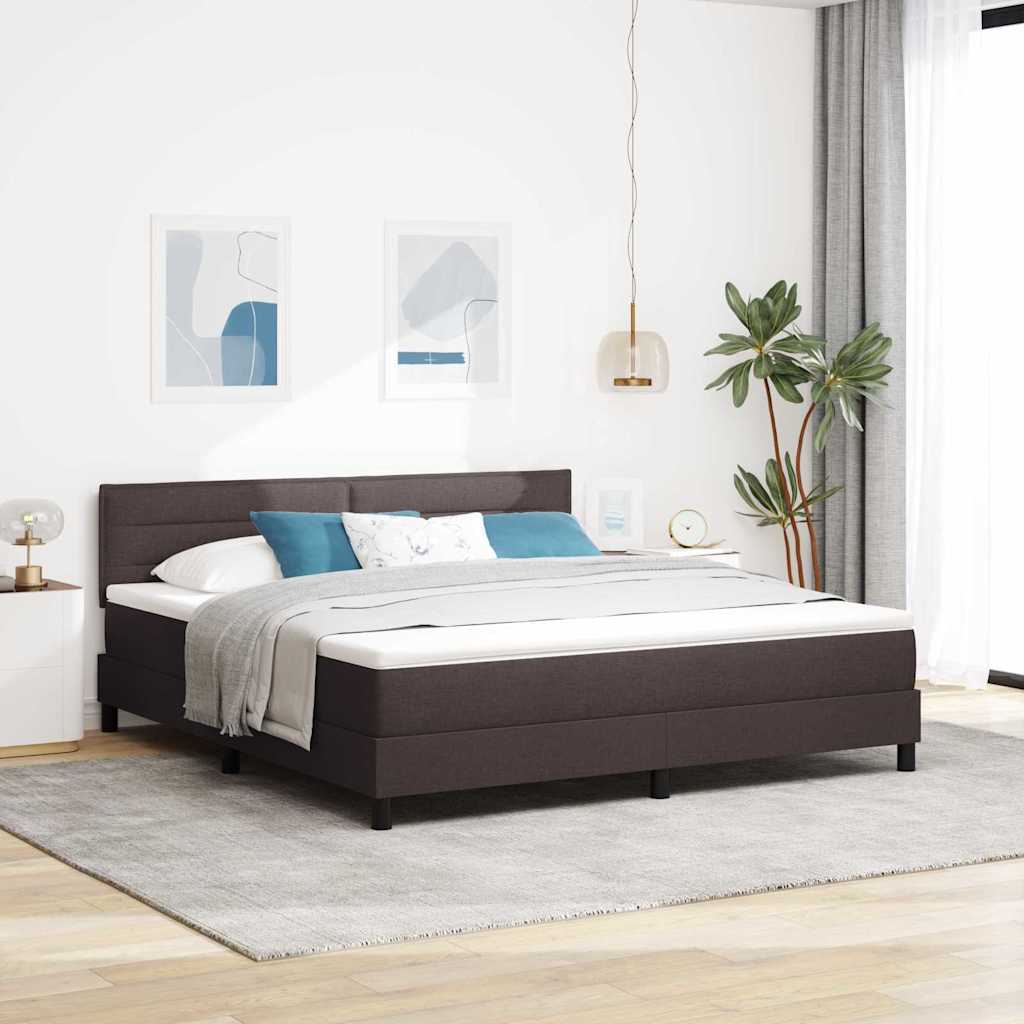 vidaXL Box Spring Bed with Headboard Dark Brown 180 x 200 cm Fabric