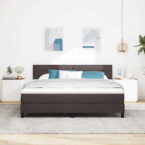 vidaXL Box Spring Bed with Headboard Dark Brown 180 x 200 cm Fabric