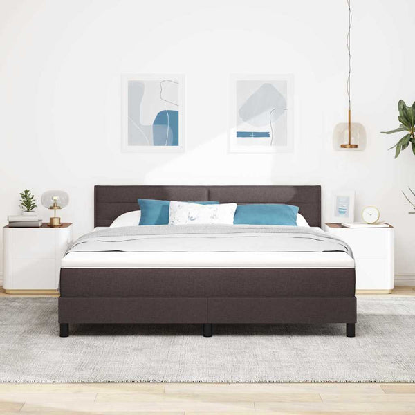 vidaXL Box Spring Bed with Headboard Dark Brown 180 x 200 cm Fabric