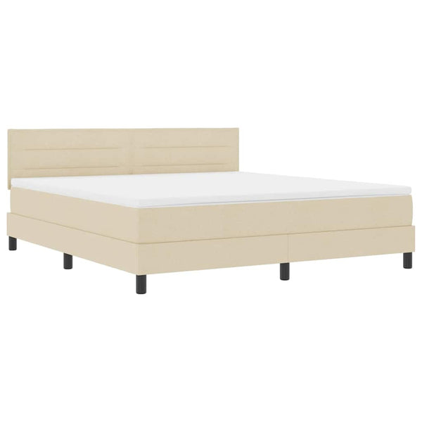 vidaXL Box Spring Bed with Pillows and Headboard Cream 180 x 200 cm Fabric