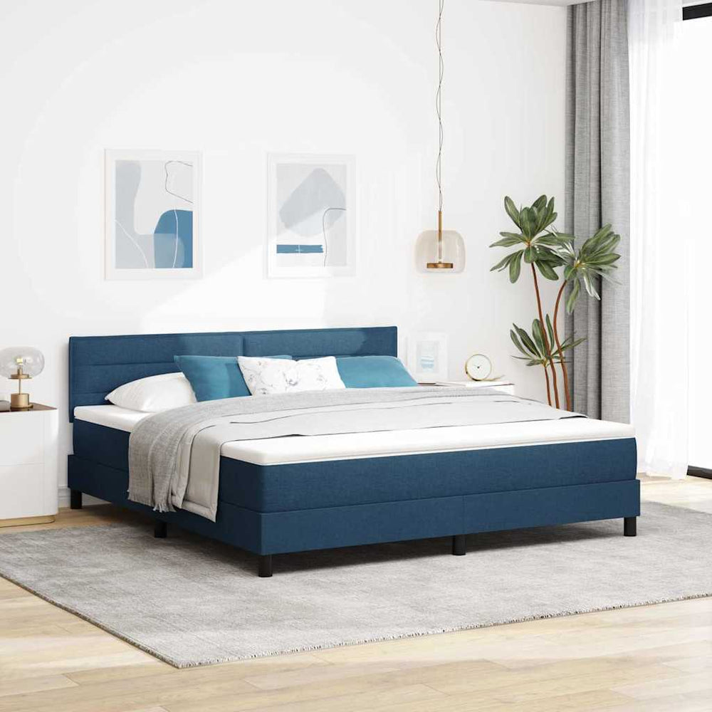 vidaXL Box Spring Bed with Headboard Blue 180 x 200 cm Fabric
