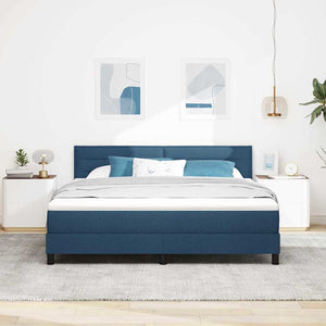 vidaXL Box Spring Bed with Headboard Blue 180 x 200 cm Fabric