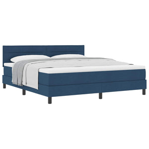 vidaXL Box Spring Bed with Headboard Blue 180 x 200 cm Fabric