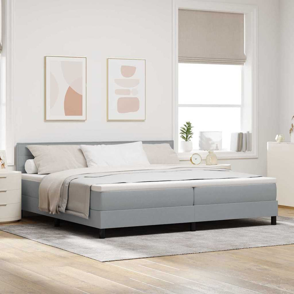 vidaXL Box Spring Bed with Headboard Light Gray 200 x 200 cm Fabric