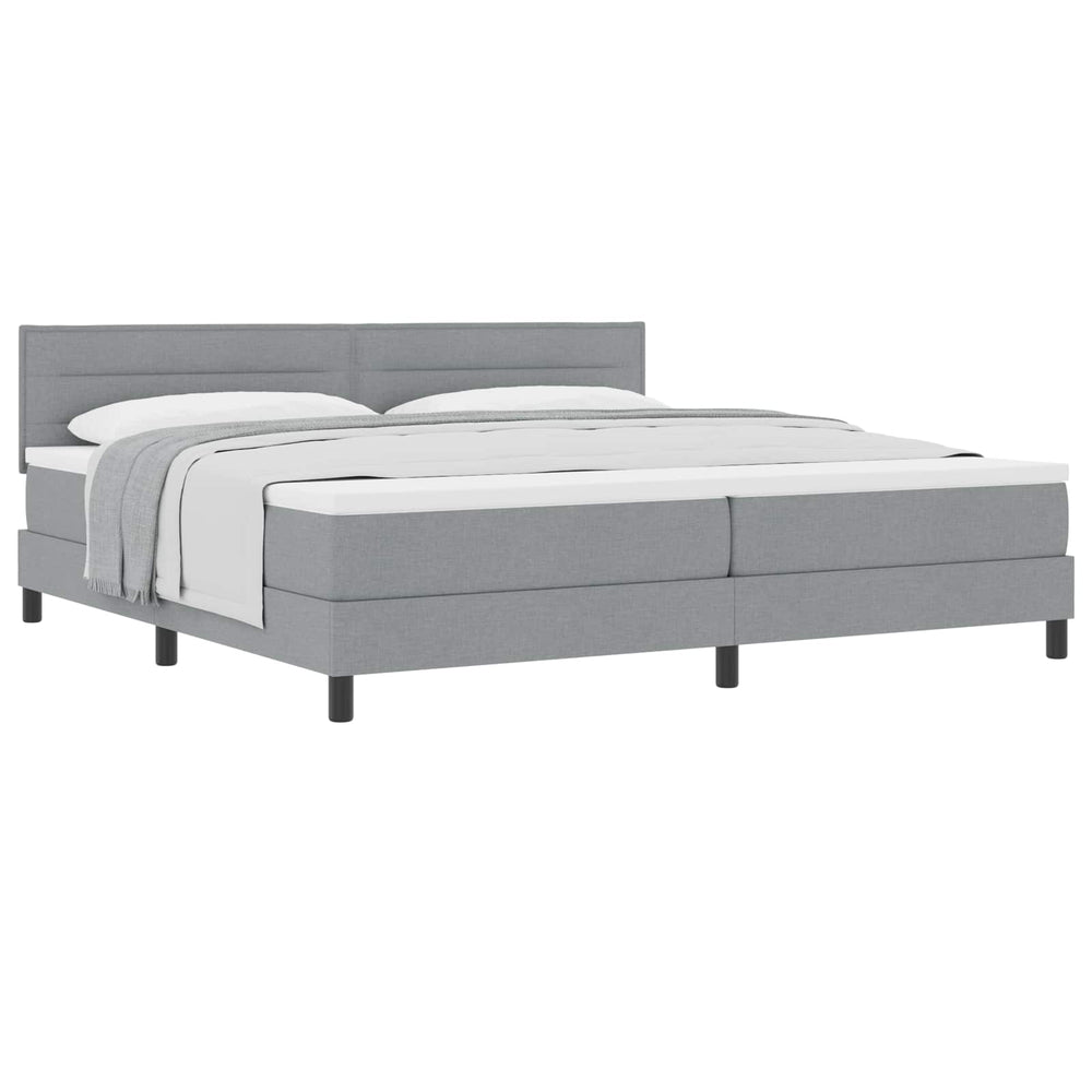 vidaXL Box Spring Bed with Headboard Light Gray 200 x 200 cm Fabric