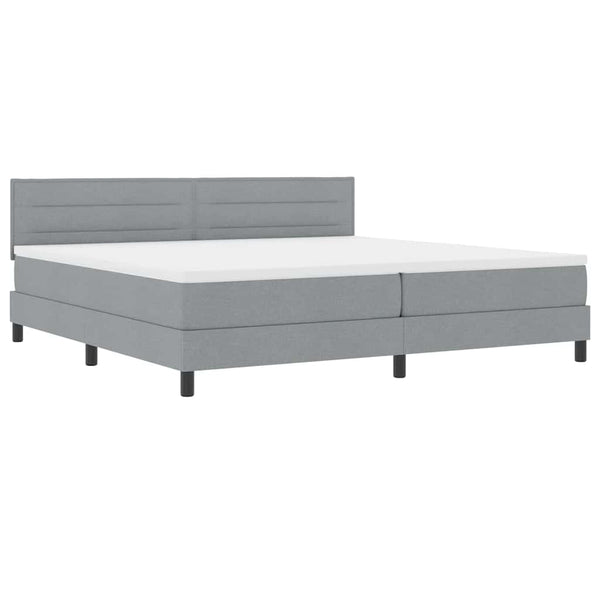 vidaXL Box Spring Bed with Headboard Light Gray 200 x 200 cm Fabric