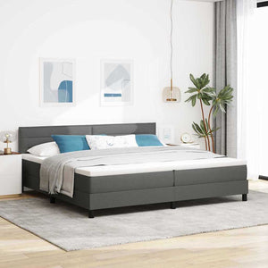 vidaXL Box Spring Bed with Headboard Dark Grey 200 x 200 cm Fabric