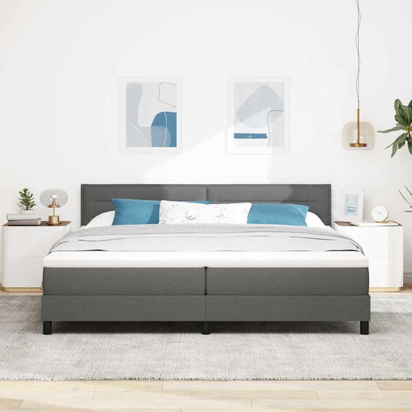 vidaXL Box Spring Bed with Headboard Dark Grey 200 x 200 cm Fabric