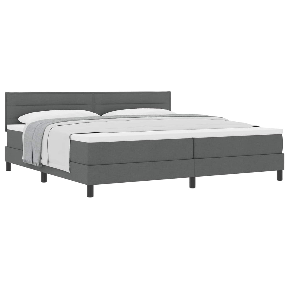 vidaXL Box Spring Bed with Headboard Dark Grey 200 x 200 cm Fabric