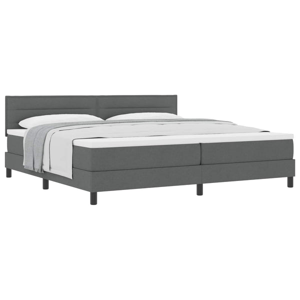 vidaXL Box Spring Bed with Headboard Dark Grey 200 x 200 cm Fabric