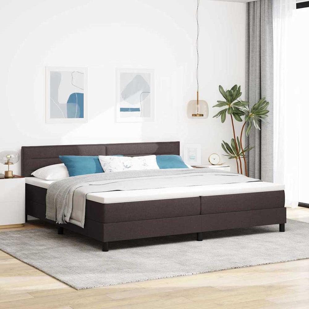vidaXL Box Spring Bed with Headboard Dark Brown 200 x 200 cm Fabric