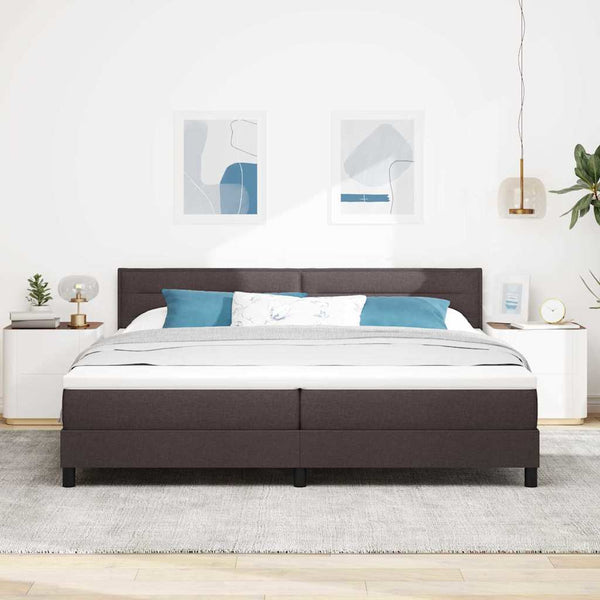 vidaXL Box Spring Bed with Headboard Dark Brown 200 x 200 cm Fabric