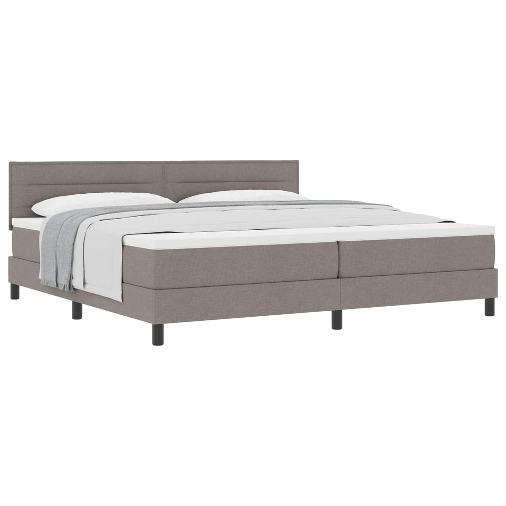 vidaXL Box Spring Bed with Pillows and Headboard Taupe 200 x 200 cm Fabric