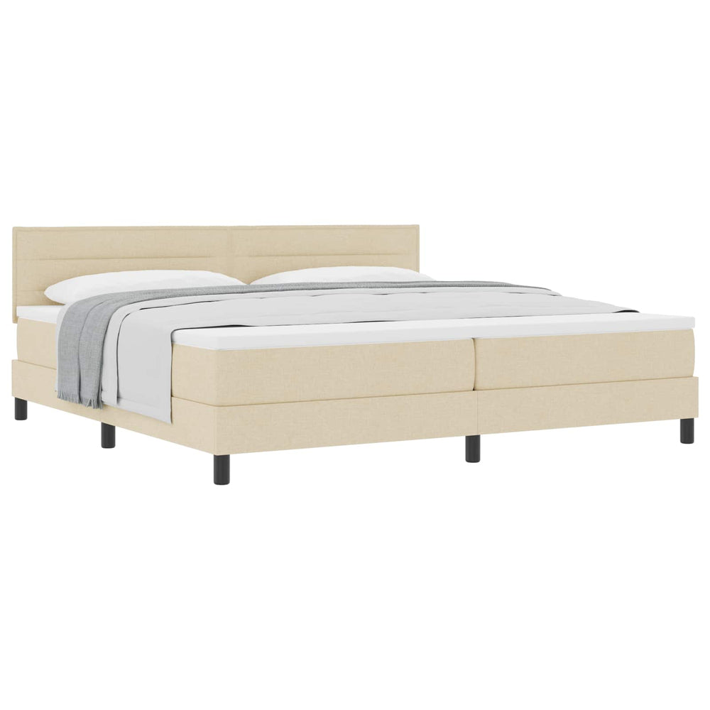 vidaXL Box Spring Bed with Headboard Cream 200 x 200 cm Fabric