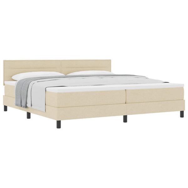 vidaXL Box Spring Bed with Headboard Cream 200 x 200 cm Fabric