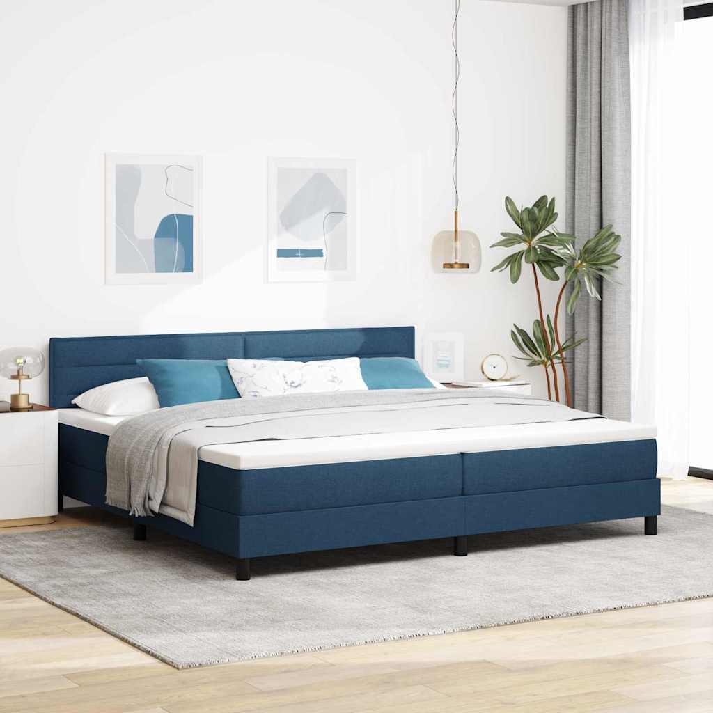 vidaXL Box Spring Bed with Headboard Blue 200 x 200 cm Fabric