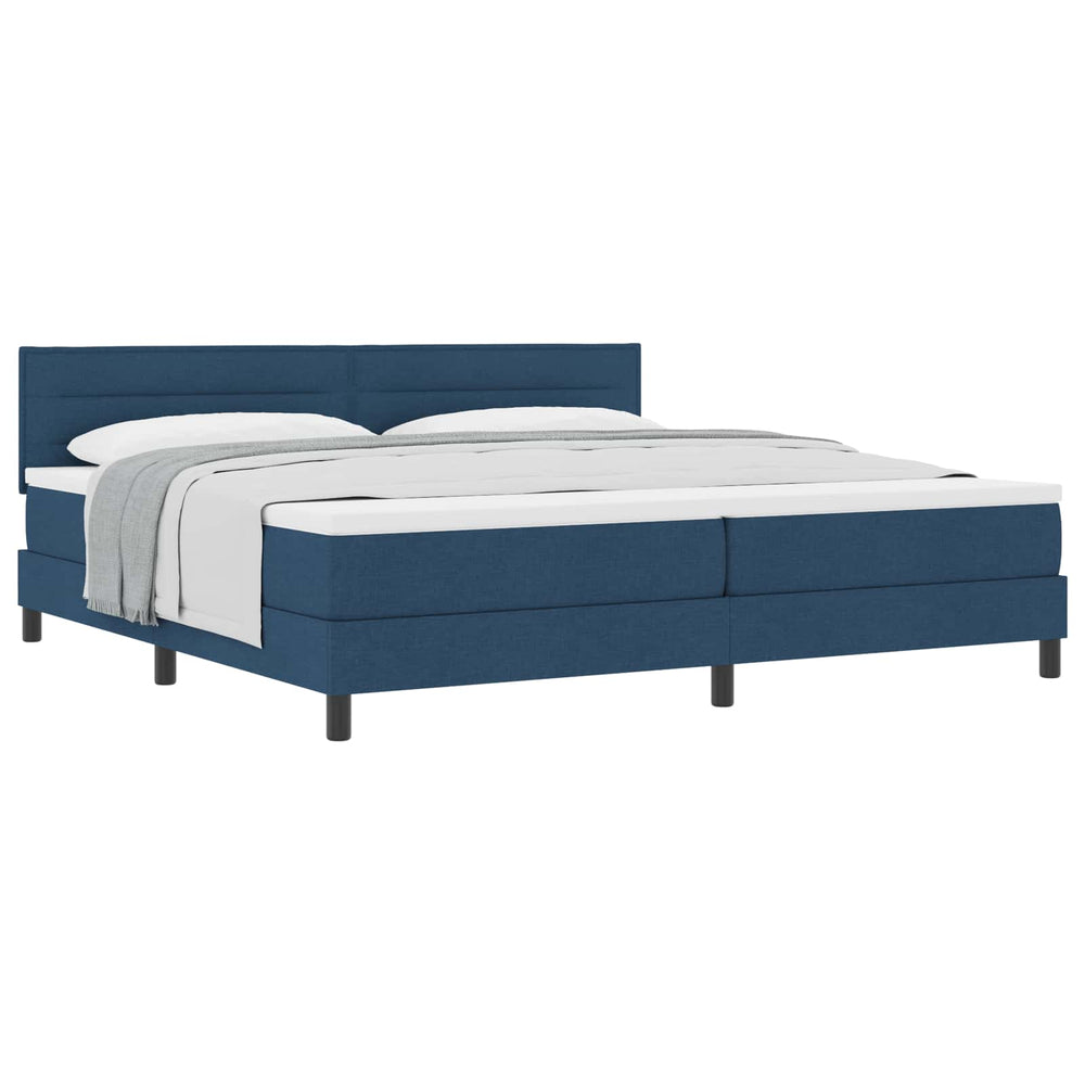 vidaXL Box Spring Bed with Headboard Blue 200 x 200 cm Fabric