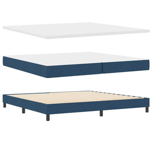 vidaXL Box Spring Bed with Headboard Blue 200 x 200 cm Fabric