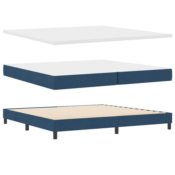 vidaXL Box Spring Bed with Headboard Blue 200 x 200 cm Fabric