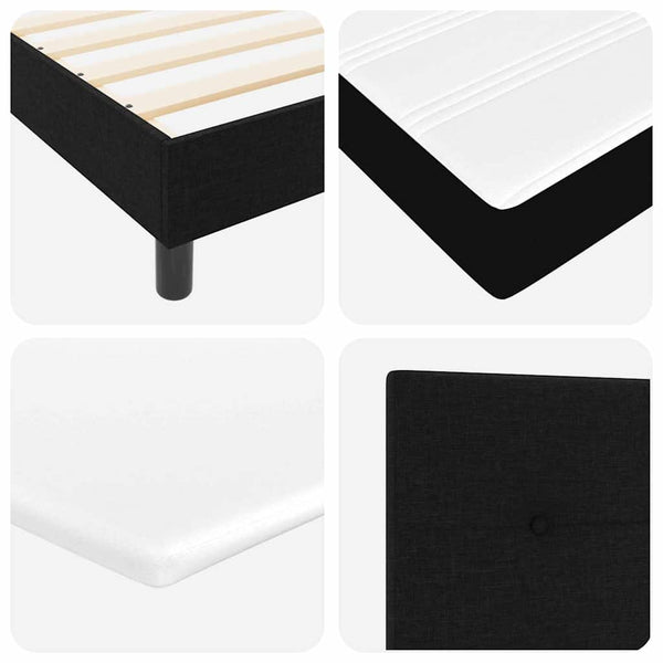 vidaXL Box Spring Bed with Pillows and Headboard Black 80 x 200 cm Fabric